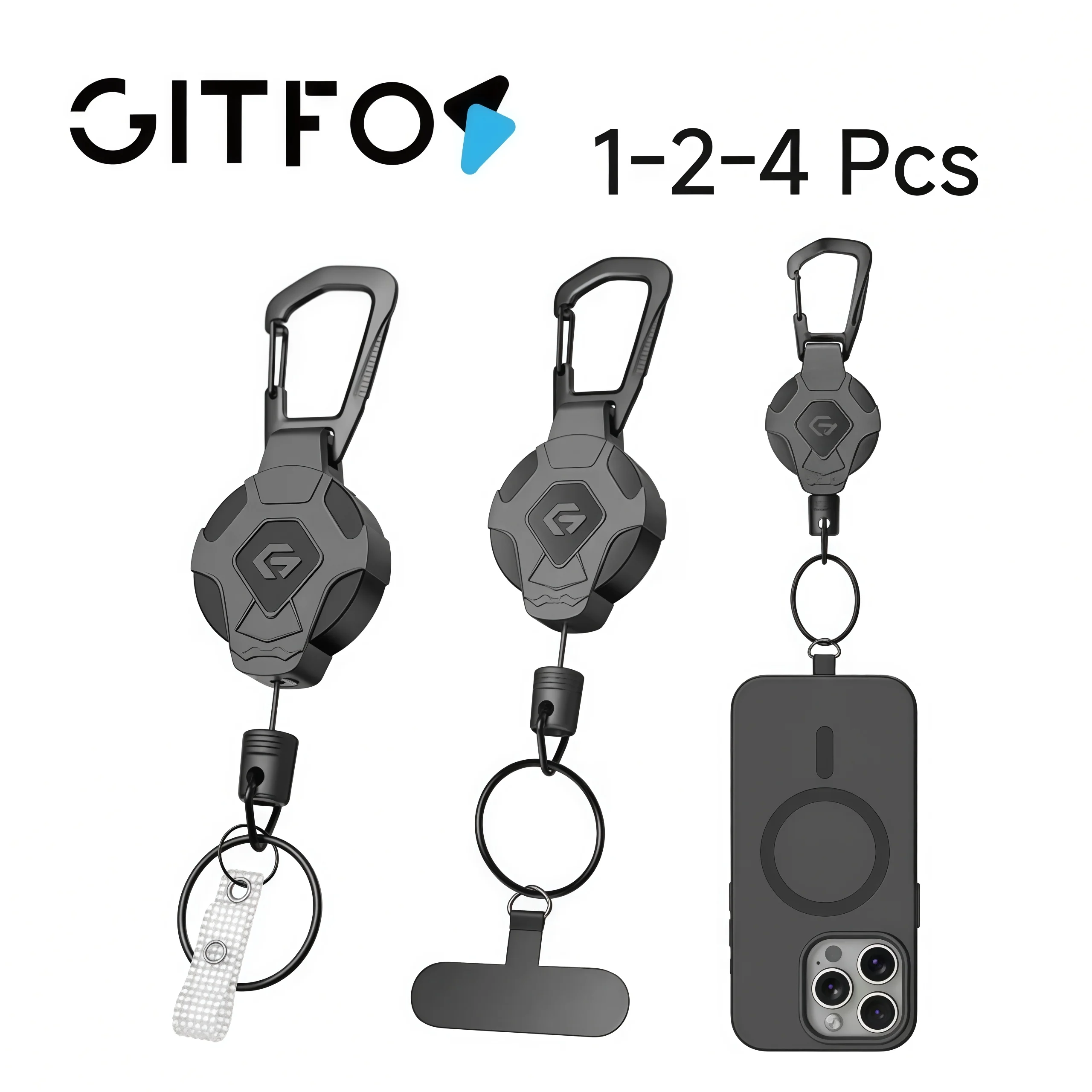 GITFOS Robuster Taktischer Ausziehbarer Schlüsselanhänger, Nylonummanteltes Stahlkabel, Robust für Wandern, Arbeit & Täglichen Gebrauch