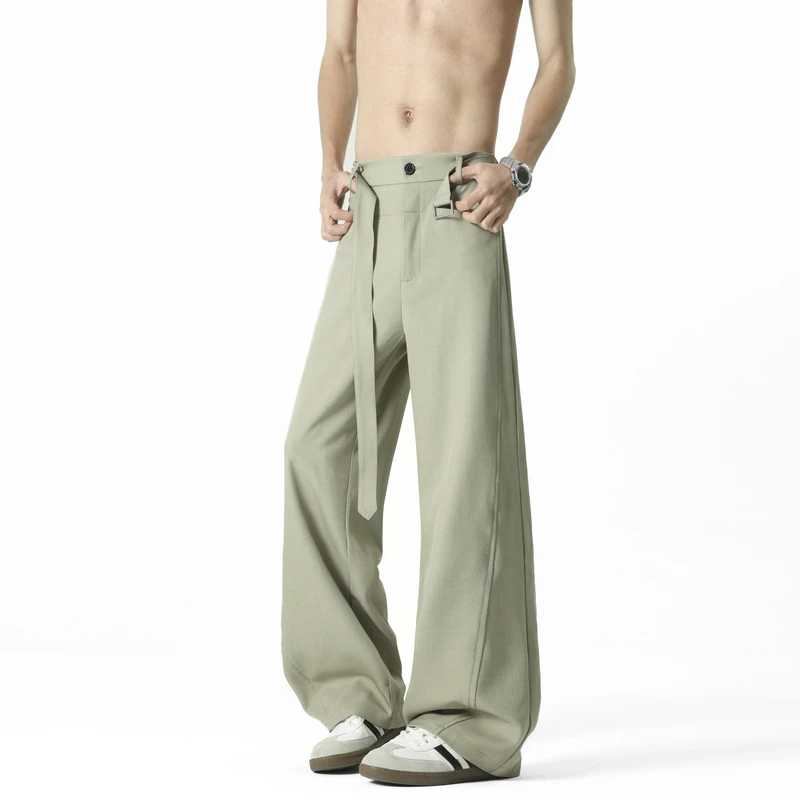 Men's High Waist Lightweight Solid Color Formal Trousers Wide Leg Trousers Summer Drape Suit Pants Loose Fit Casual Dress Pants