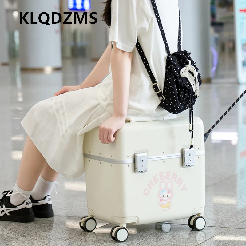 KLQDZMS Suitcase Large-capacity 20-inch Boarding Box Women's Trolley Case Aluminum Frame Password Box with Wheel Rolling Luggage