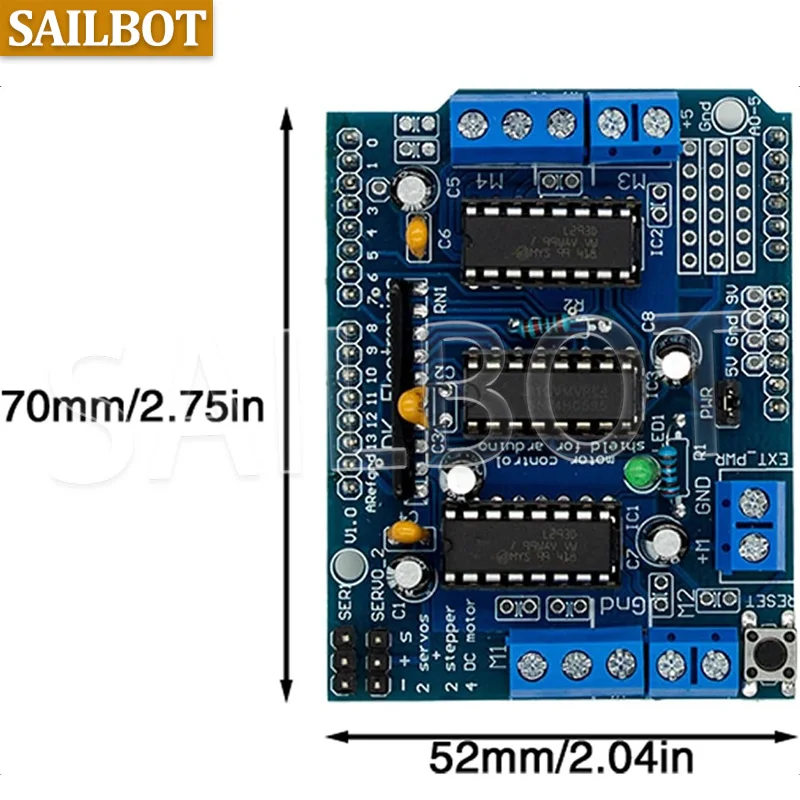 L293D Stepper Motor Driver Board Control Shield Module Motor Drive Expansion Board for Arduino Mega2560 4-Channel UNO R3