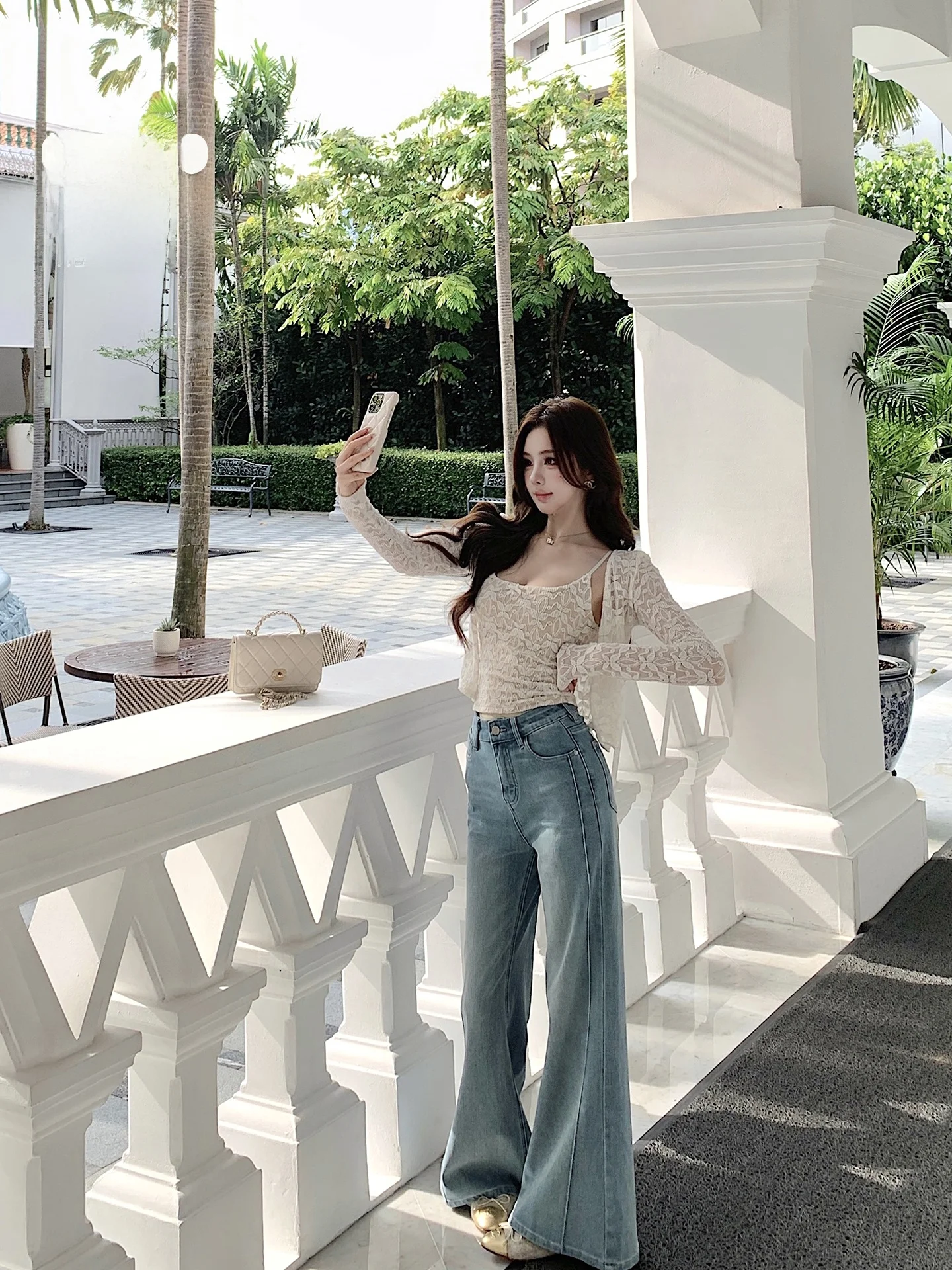 

Casual Chic Micro Flared Jeans Versatile Cotton Denim Buttoned 34 20 Point Ladies Jeans Spring Faion Comfortable Fit