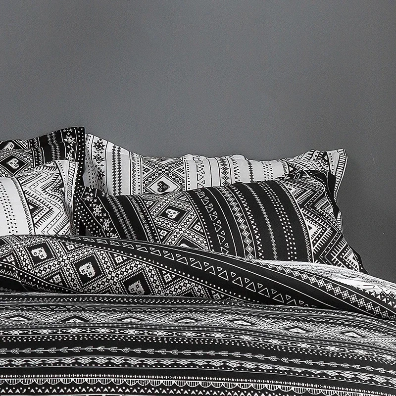 Bohon Paisley Duvet Cover Set Black White Print 3pcs Polyester Bedding Sets Luxury Pillow Case Queen and King Size  Bedding Sets
