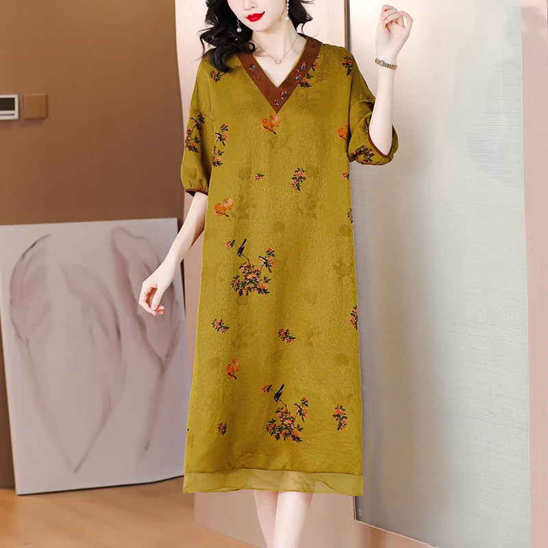 

Summer New Floral Chiffon Midi Dress 2022 Women Korean Fashion Elegant Ruffled Collar Hollow Out Sexy Dresses