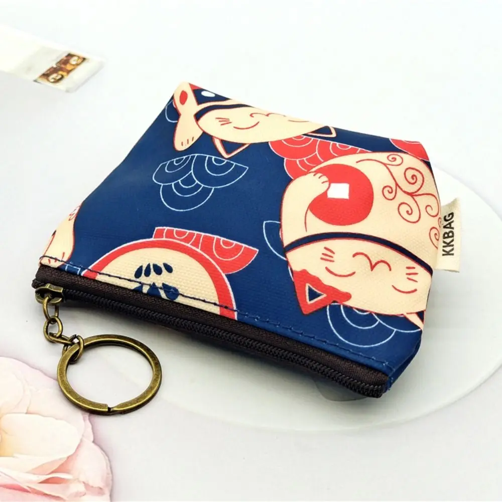 Cute Polyester Keychain Wallet Girl Boy Cartoon Print Small Coin Purse Money Bag Children Small Organizer Pouch