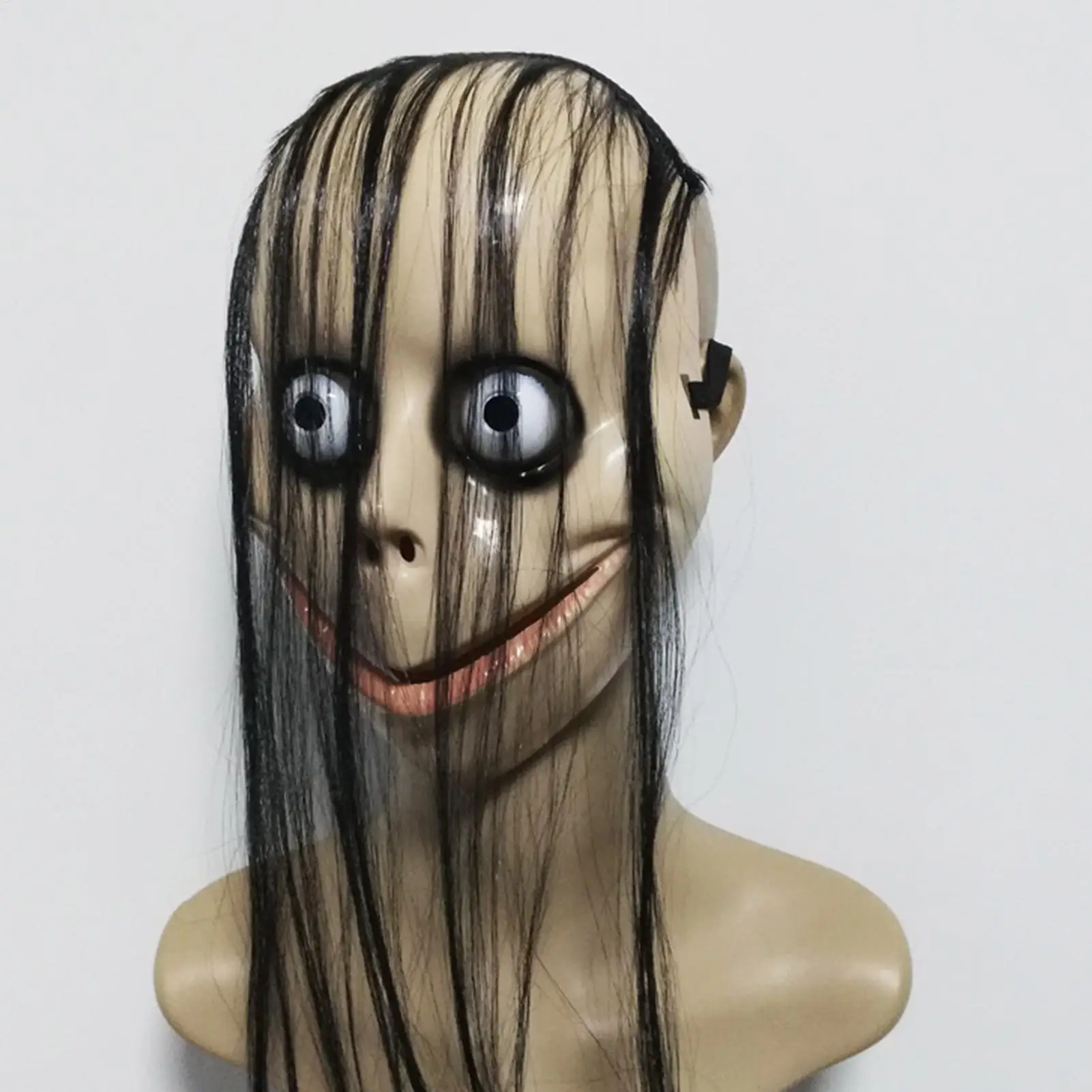 Tocado de mamá para Halloween, disfraz de Cosplay de pelo largo para mujer, disfraces aterradores, accesorios de fiesta, tocado de látex, cubierta para la cara 23x16x10cm