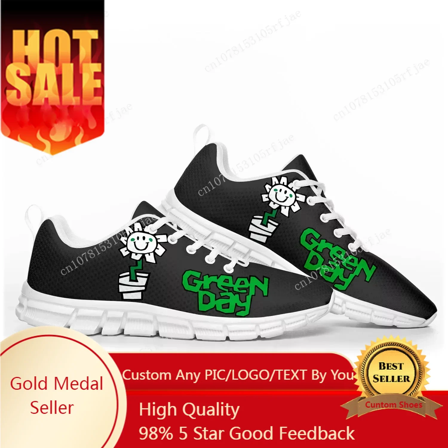 

Green Day Pop Rock Band Sports Shoes Mens Womens Sneakers Casual Custom Couple Shoes White