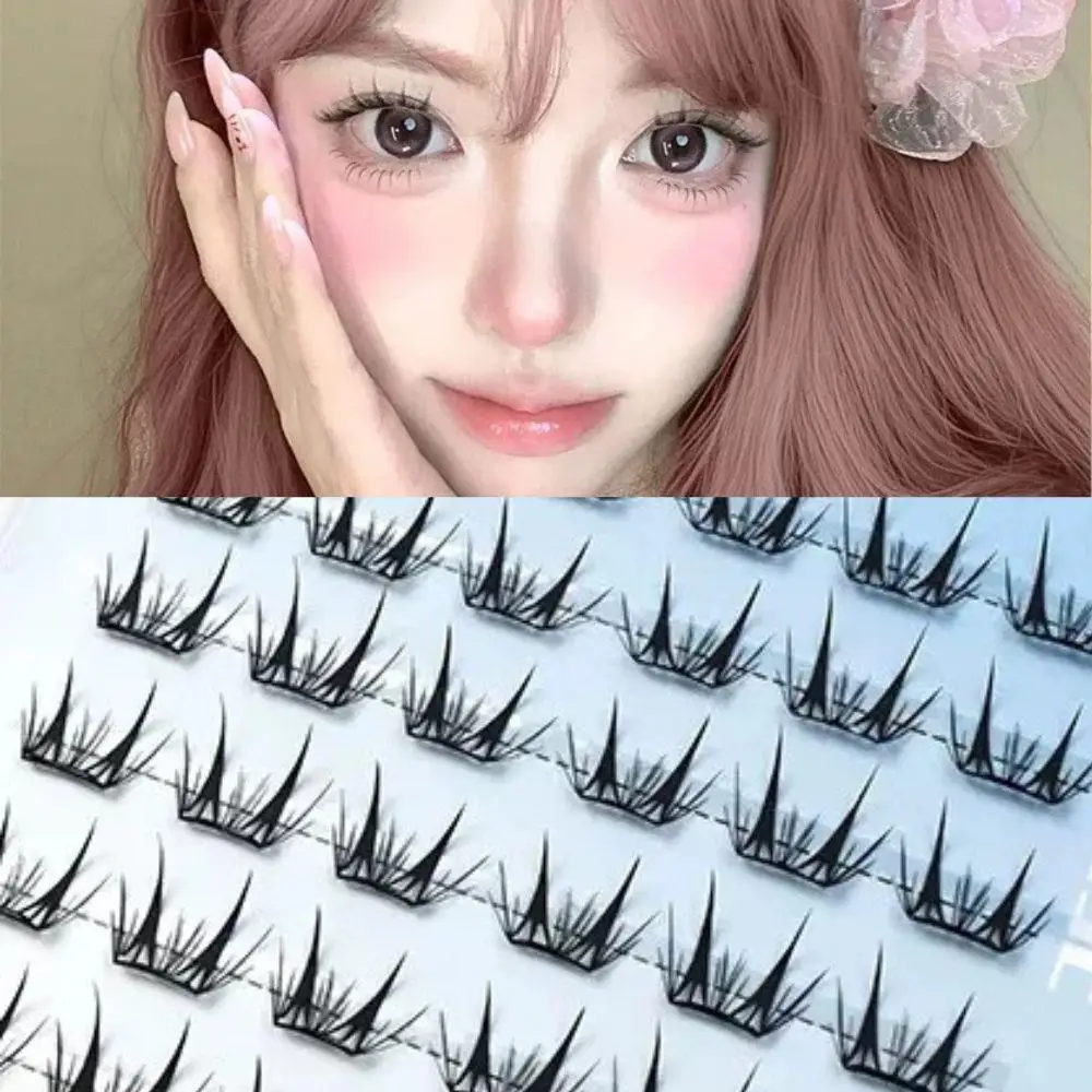 Coreano mangá cílios postiços ultra-fino sem cola cílios naturais finos fofos cosplay clusters feminino maquiagem de festa diária