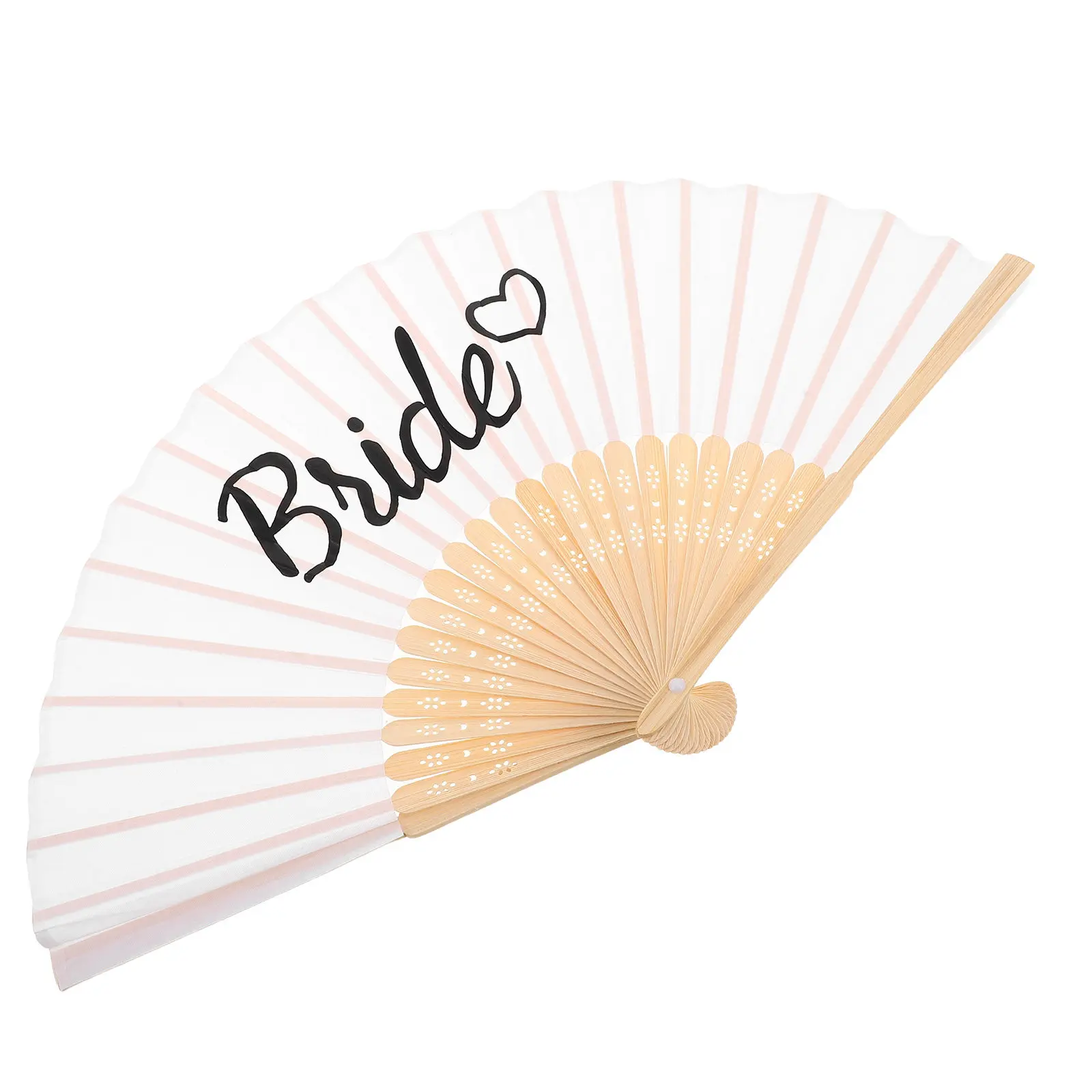 Bridal Hand Fan Held Decor Bamboo Cloth Folding Bride Decorative Party Costume Cooling