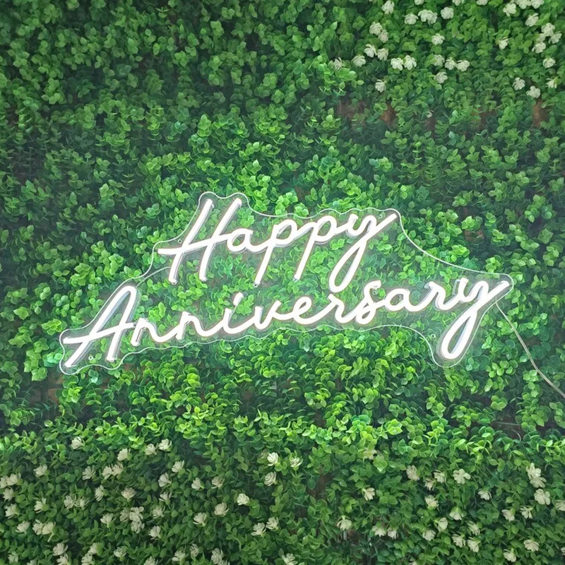 Happy Anniversary Neon Sign Custom Led Neon Sign Happy Anniversary Light Sign Wedding Party Celebration Room Decor