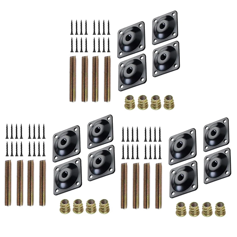 ABLN-12Pcs الأثاث الساق تصاعد لوحات أريكة الساق مرفق لوحات M8 شماعات البراغي مسامير محولات لوحات معدنية قوس عدة
