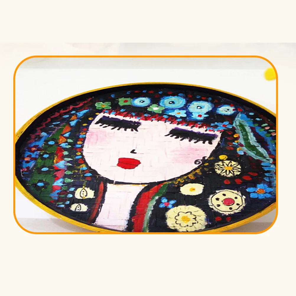 

Bamboo Woven Ornaments DIY Dustpan Art Pendants Decorations Works Creative Painting Food