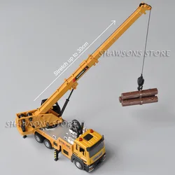 1:50 Diecast Model Truck Toy Engineering Vehicle Heavy Crane Miniature Replica Pull Back With Sound Light