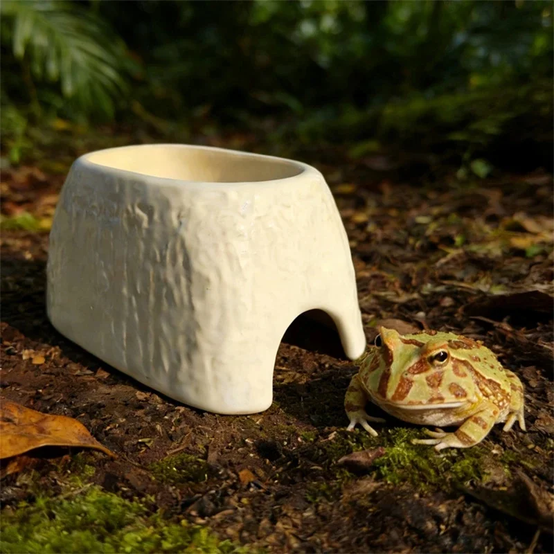 Ceramic Leopard Print Humid Hide Cave For Geckos Tarantulas Tree Frogs Salamanders Cozy Terrarium Shelter For Reptile Keepers