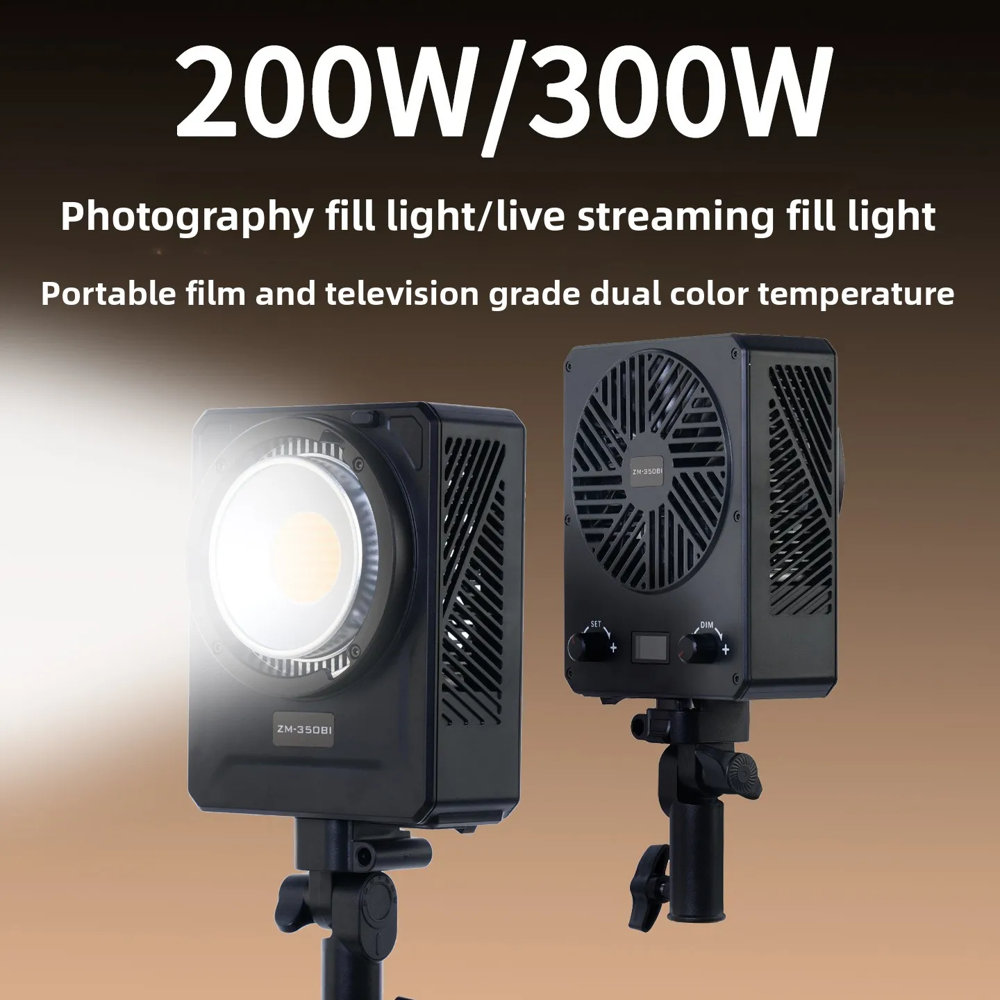 ZM-350Bi 300W Live Streaming Light Portrait Photography Beauty Indoor Studio Fill Light