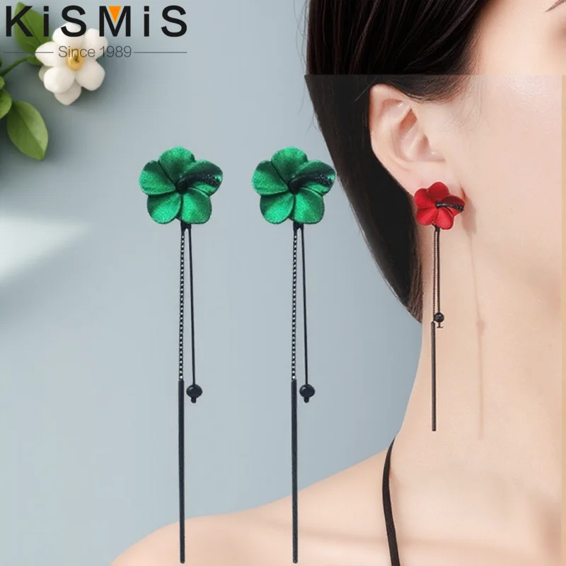 Boucles d'oreilles à fleurs, bijoux simples et sauvages, pendentif personnel, tempérament, longues boucles d'oreilles pour femmes
