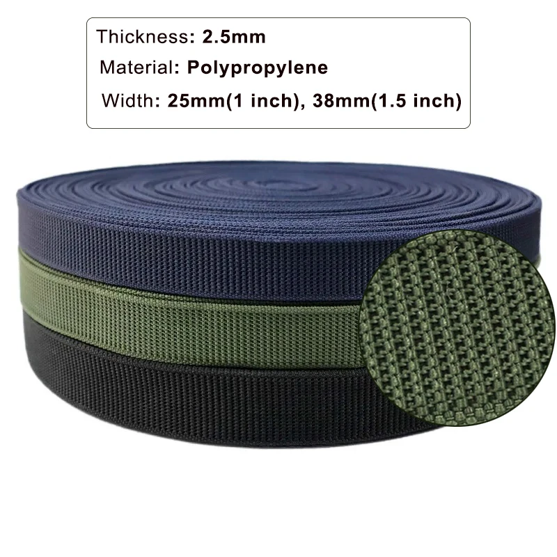 

5 Yards/10 Yards Polypropylene Heavy Webbing 38mm/25mm 2.5mm Thickness Dog Collar and Leash Backpack Strap Belt Handmade Craft