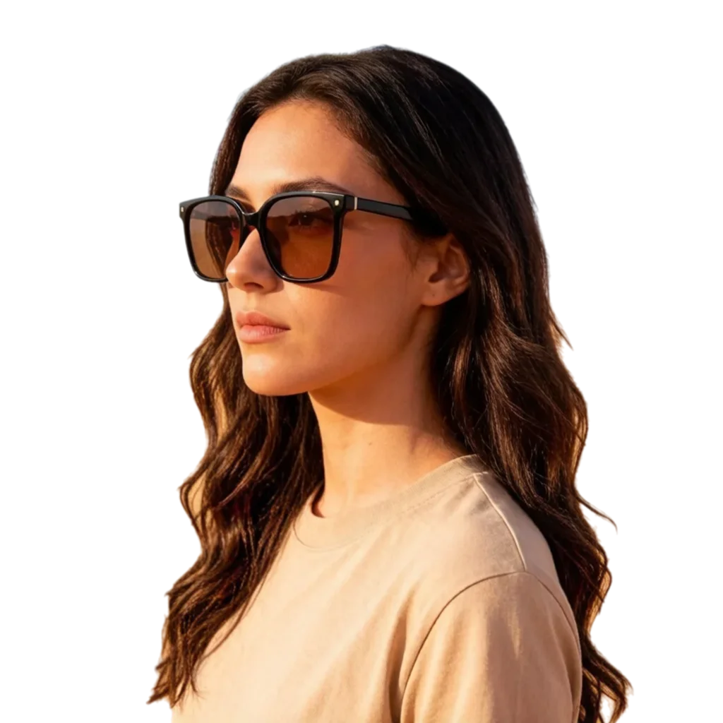 

New Retro Square Women Polarized Sunglasses Adorned With Small Rivets On The Corners, Combining Texture And Atmosphere