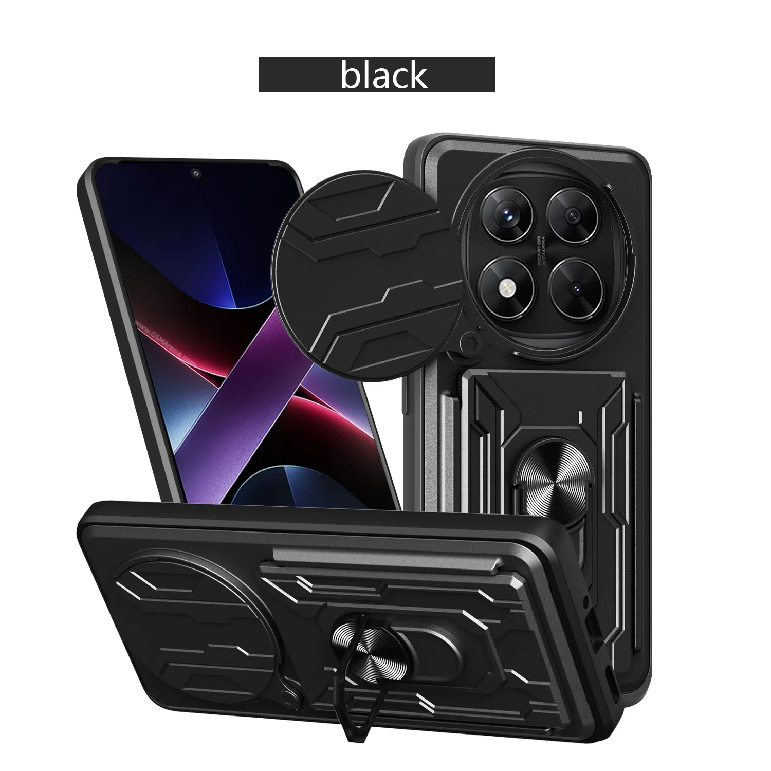 For Xiaomi Redmi Note 15 5G Case Redmi Note 15 4G Rugged Armor Magnetic Bracket card storage Case Slide Camera Protection Cover