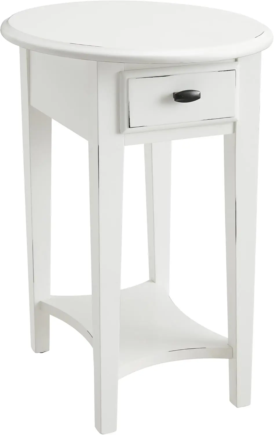 

Leick Home Haven Ridge Oval End Table, One Drawer Side Table, Farmhouse White, 214387