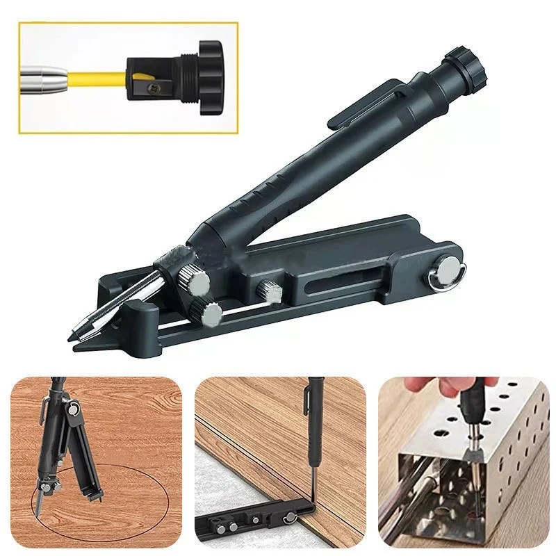 

Multifunctional Profile Woodworking Scribing Tool deep hole Pencil Carpenter Maker Aluminum DIY Measuring Scribe Compass Ruler