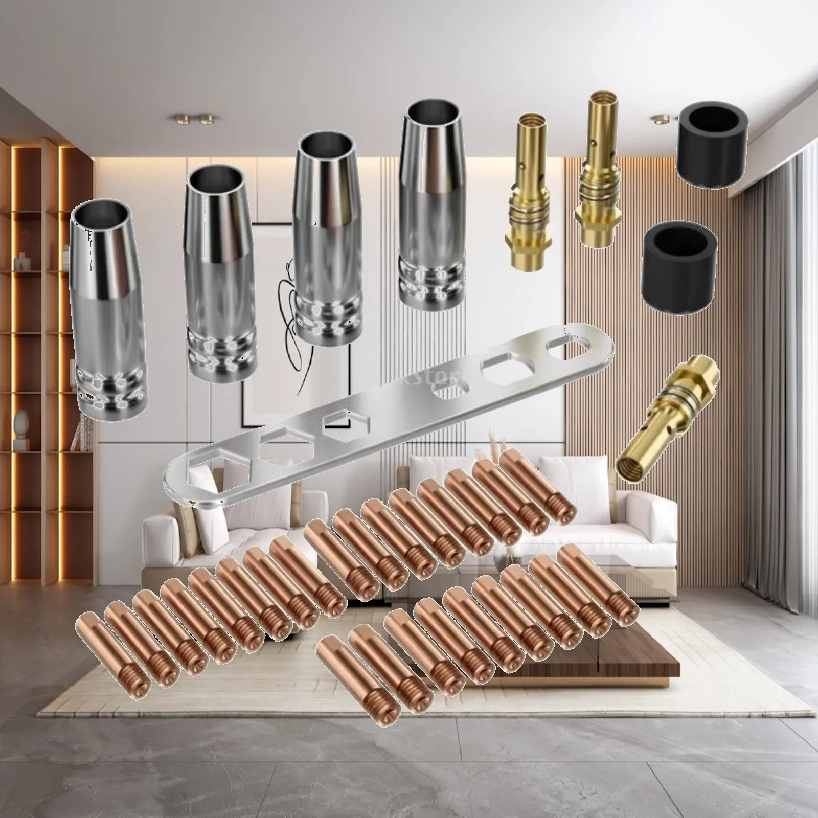 MB15AK MIG/MIG Joining Torch Accessory Kit Copper MB15AK Joining Torch Replacement Wear-Resistant Kit Resistance for Welders,