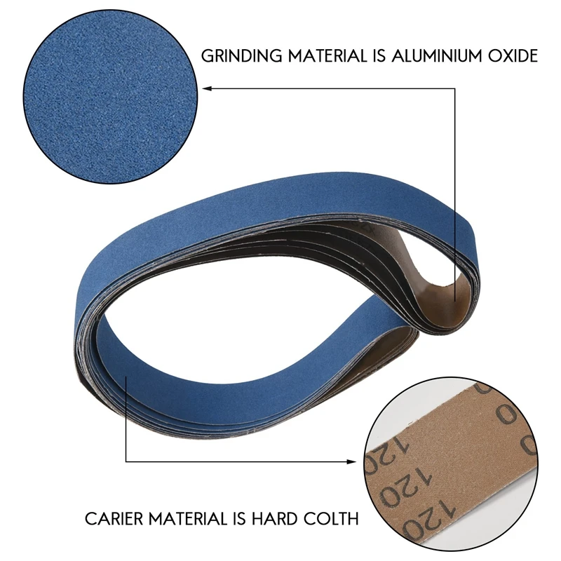 6 قطع 2 × 72 بوصة 120 حبيبة زركونيا أحزمة صنفرة معدنية طحن تلميع