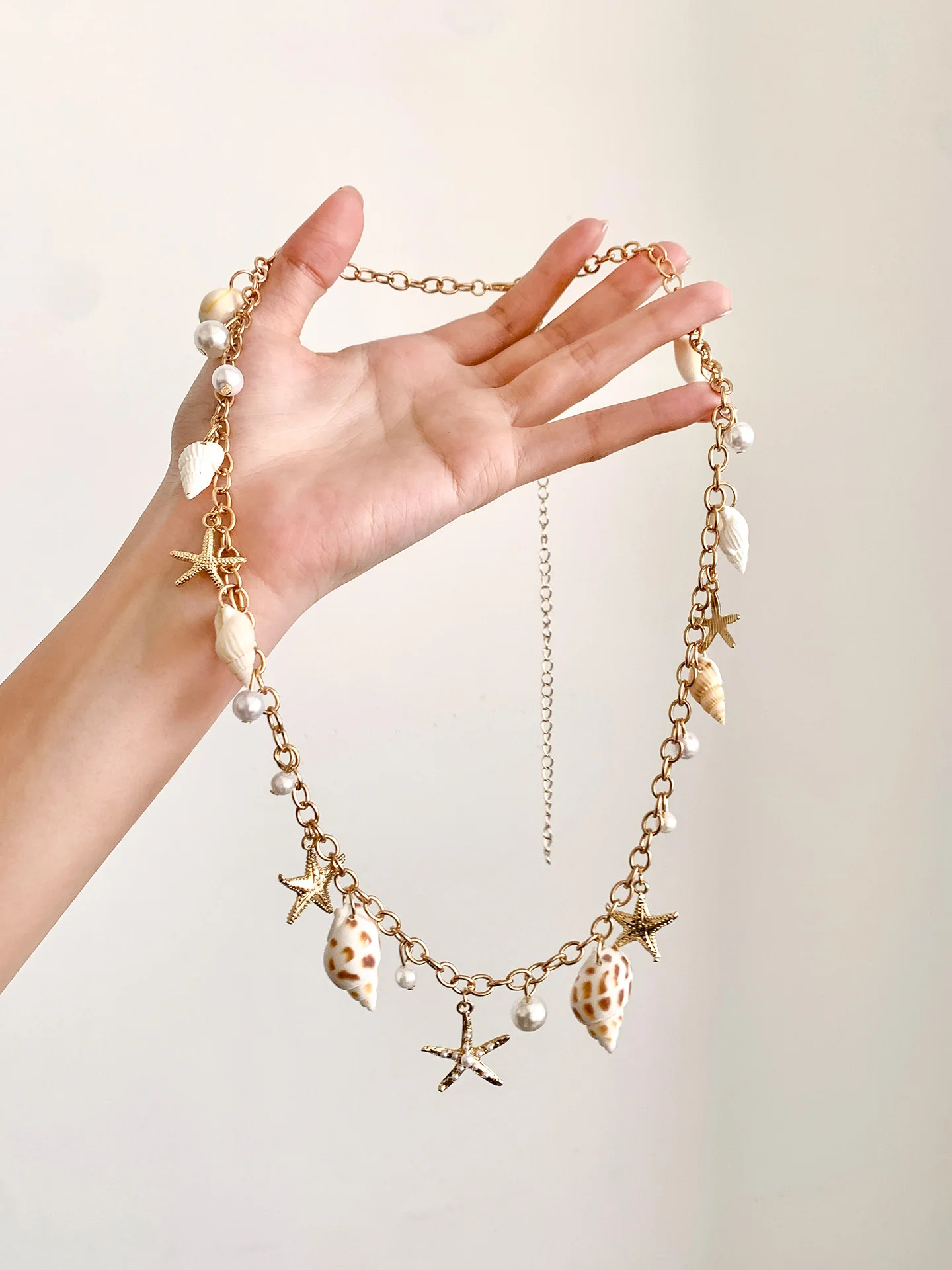 Bohemian Style  Starfish Pearl Waist Chain Women's New Model Beach Holiday Photography Waist Decoration Casual Korean Ve...