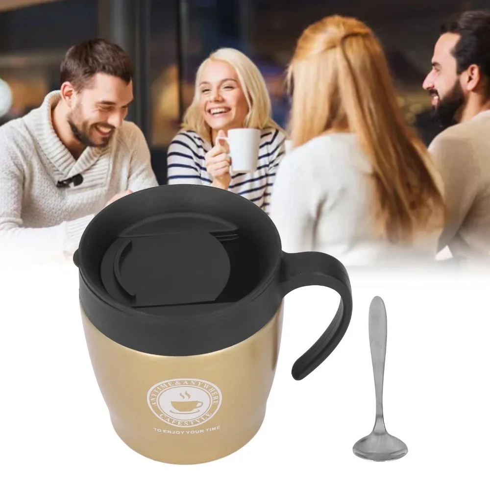 330ml Capacity Stainless Steel Coffee Mug Handle Design Thermal Insulation Effect Portable Coffee Cup Vacuum Insulation