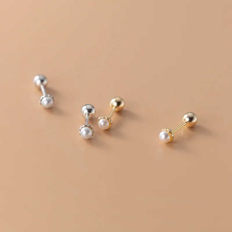 Fashion Silver Color Simple Round Bead Charm Stud Earrings for Women Girls Elegant Fashion Party Korean Jewelry eh183