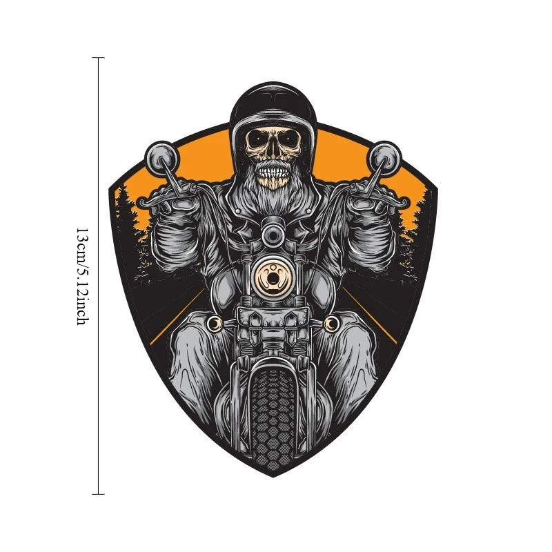 Waterproof Vinyl Retro Skull Rider Decals Personalized Creative Body Stickers for Motorcycle Electric Scooter Moped