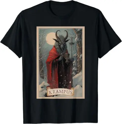 Krampus Tarot Card Design Xmas Hail Santa Christmas Clothing Unisex T-Shirt Personalized Short Sleeves Tops