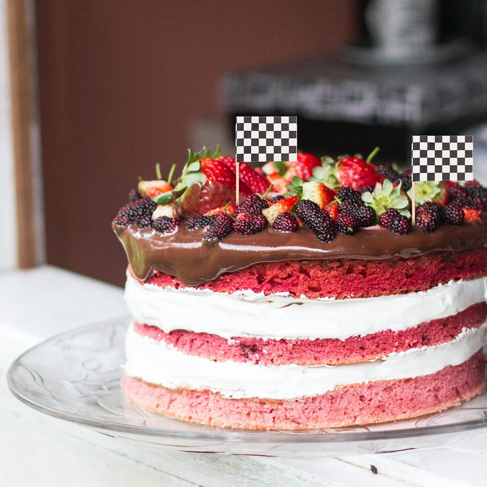 

360 Pcs Checkered Decor Racing Flags Cake Decorations Toothpicks Cupcake Toppers Accessories for Tasting