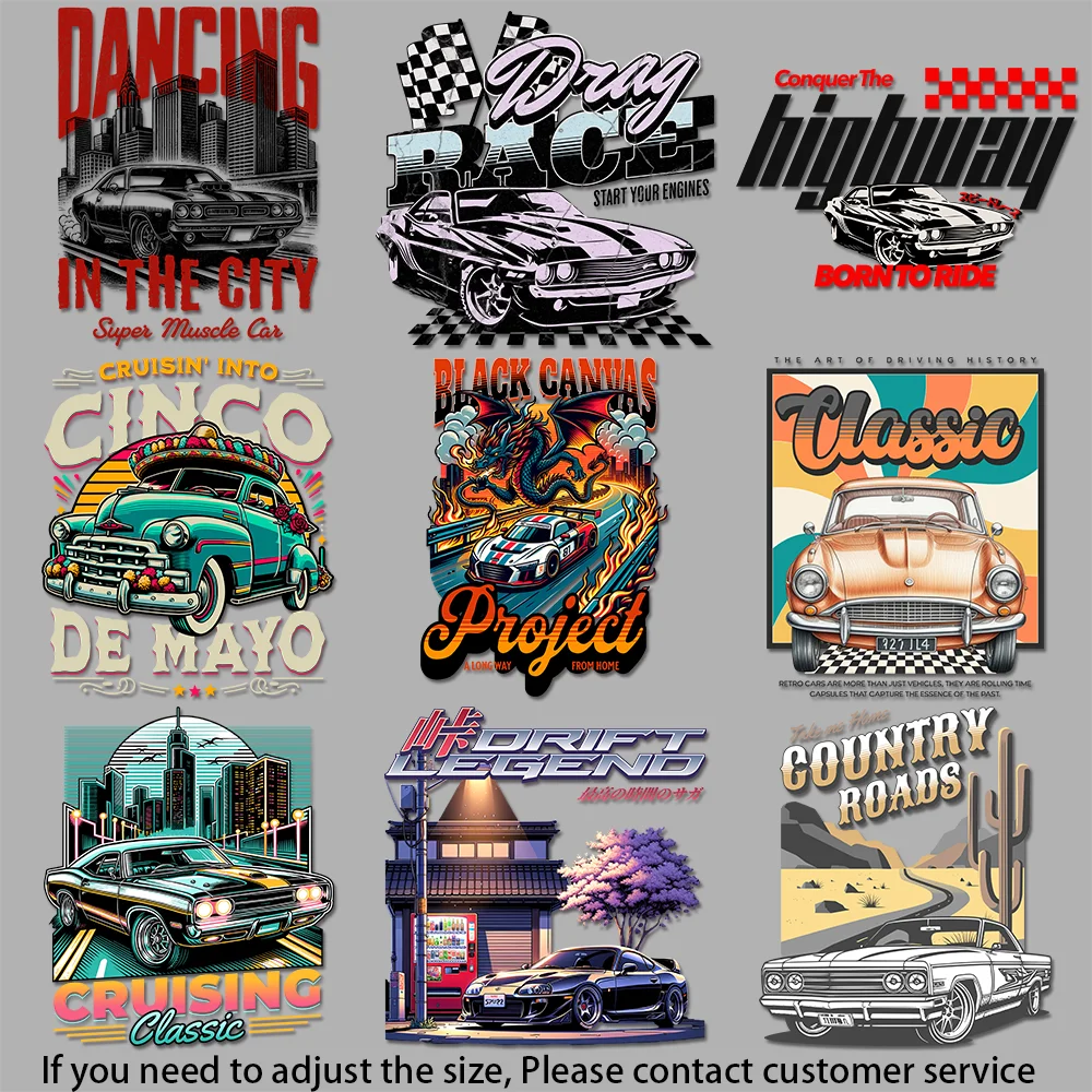 عنصر سباق الخيال فن العاطفة السريعة حديد على رقع للملابس، فينيل نقل الألوان النابضة بالحياة لضائع الموضة #1