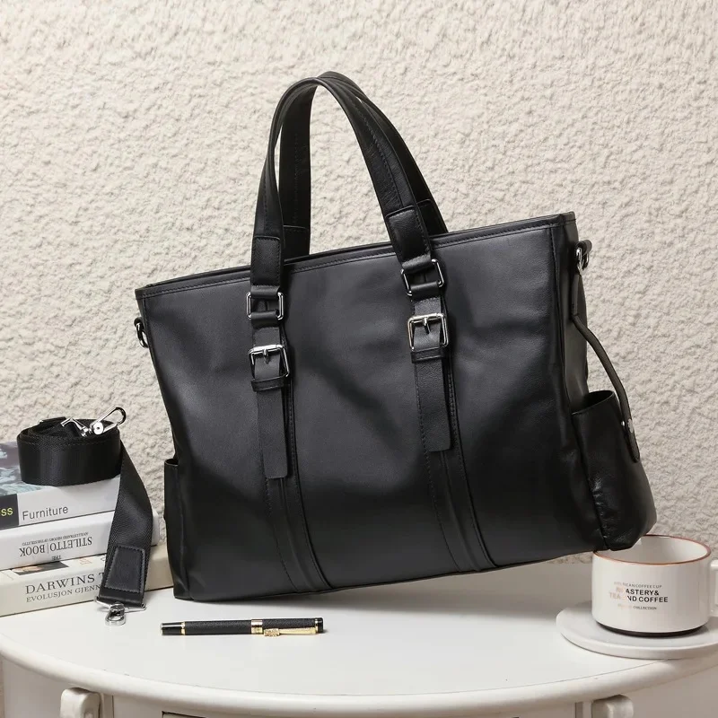 Casual New Genuine Messenger Luxury Man Bag Leather Men's Handbag Business Briefcase Horizontal Cowhide Sle Crossbody Bag