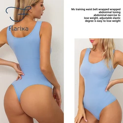 Flarixa Seamless Shapewear Plus Size Body Shaper Thong for Women Tummy Control Soft Slimming Corset Bodysuit Tank Top Shaper