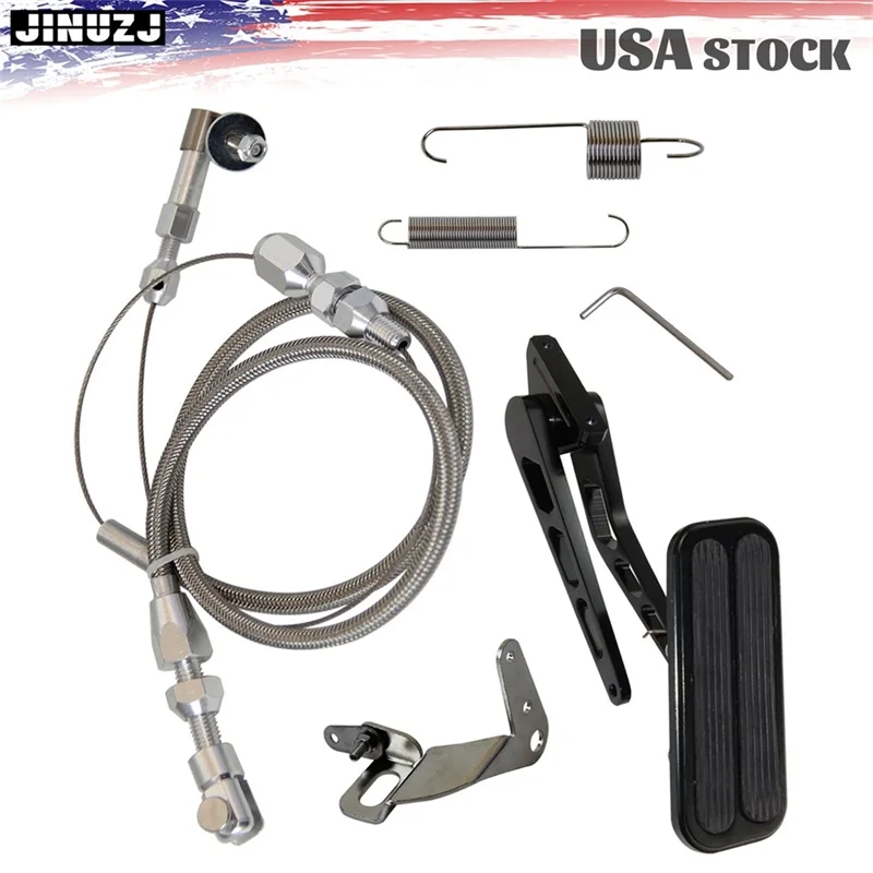 Pedale del gas universale nero + kit molla staffa cavo acceleratore SS 36" Hot Rod