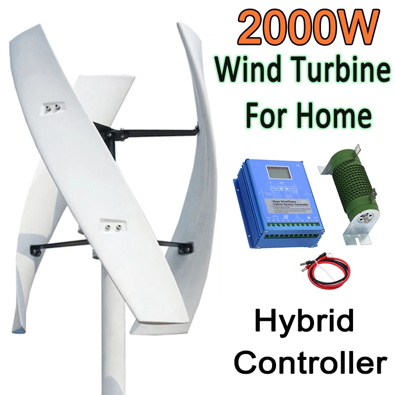

Free Energy 2000W Wind Power Turbine 12V 24V 48V 2KW Vertical Axis Home Use Windmill Low Noise Generator