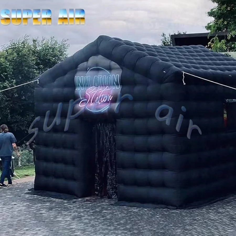 เต็นท์สี่เหลี่ยมพองลมสำหรับงานปาร์ตี้กลางแจ้งขายส่ง เต็นท์พองลมสีดำมีหลังคาสำหรับขาย