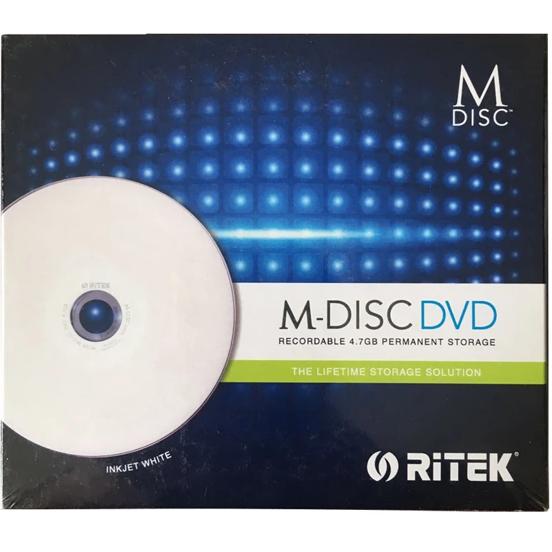 Mdisc M-Disc DVD R 4.7GB อายุการใช้งานเก็บถาวรแบบ injet 4X ที่สามารถพิมพ์ได้