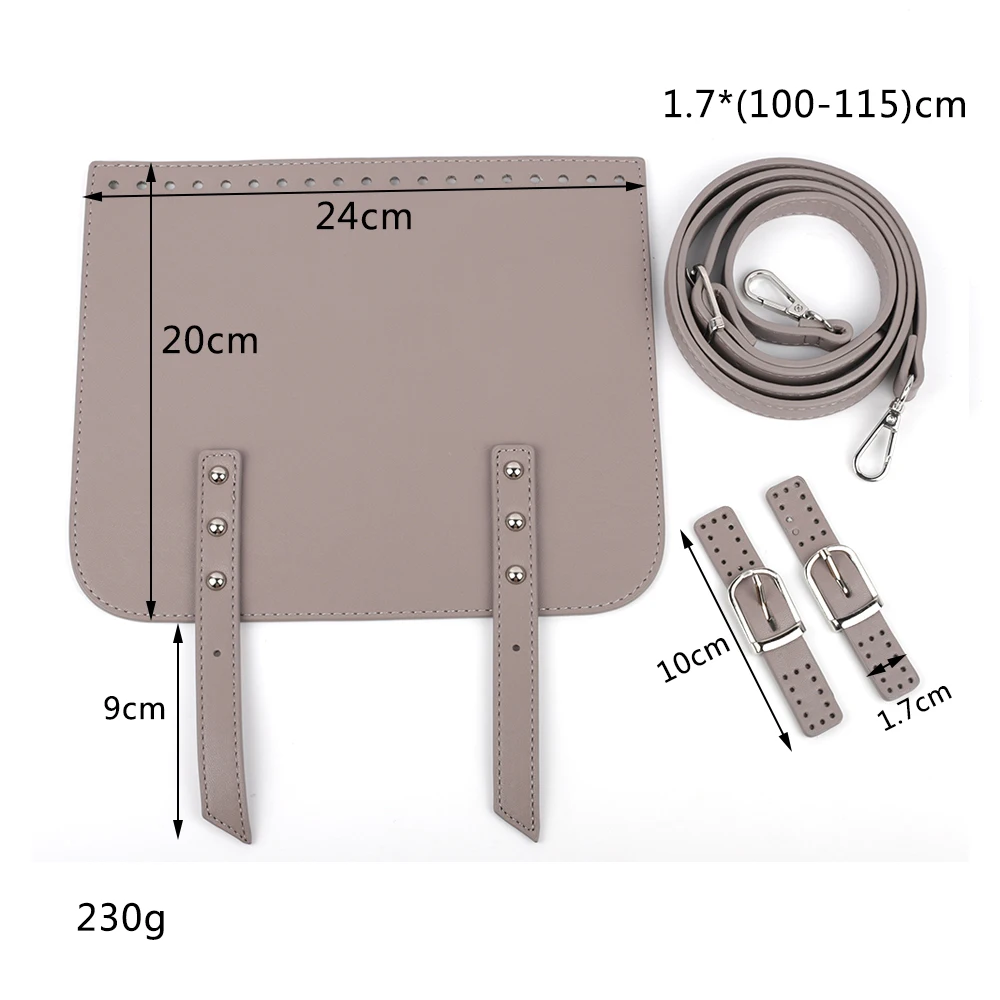 Juego de bolsos de cuero de 3 piezas para mujer, funda de ganchillo con agujeros, correa ajustable, accesorios de bolso DIY