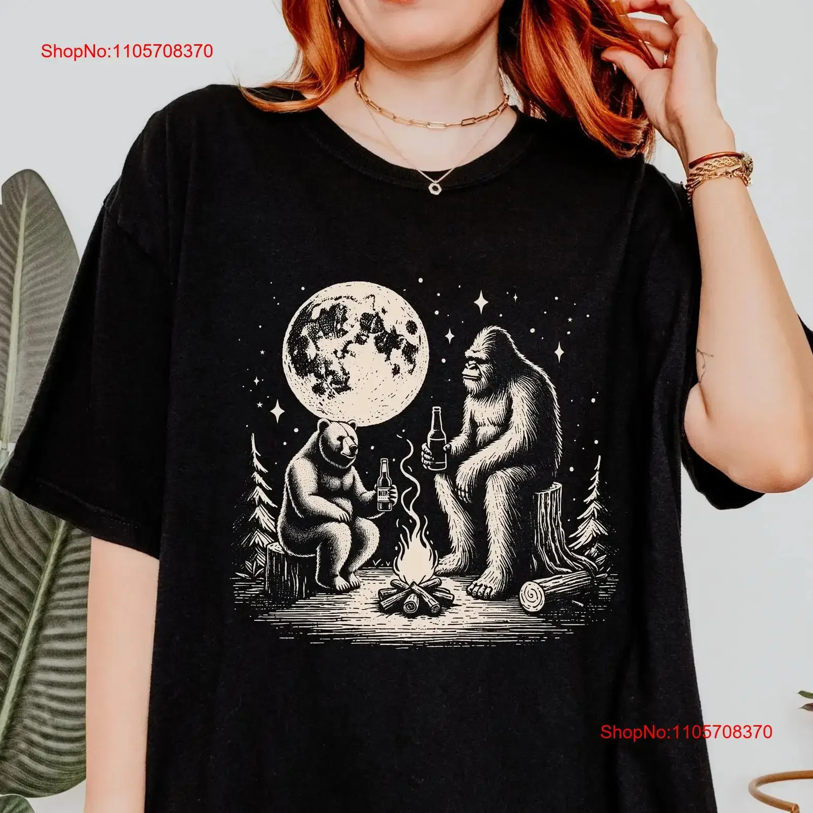 Bigfoot and bear shirt gift for outdoor lover sasquatch shirts hiking tees camping clothes forest tee woodland T nature