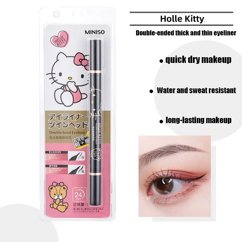 

Kawaii Hello Kitty Joint Name Double-Ended Liquid Eyeliner Women Anime Sanrioed Girl Heart Cute Smudge-Free Waterproof Eyeliner