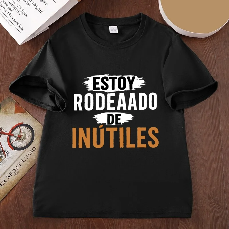 There Are Useless All Around Me Men T Shirts Funny Spanish Phrase Humor Graphic Tees Cotton Short Sleeve O Neck T-Shirt Male