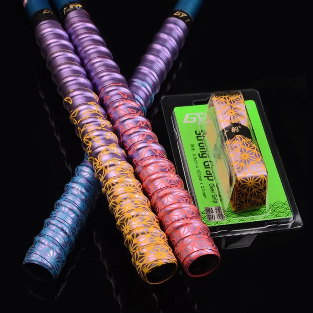 Gradient Colorful Fishing Rod Sweatband Thickened Anti Slip Badminton Racket Grip Tape Badminton Overgrip Fishing Rod