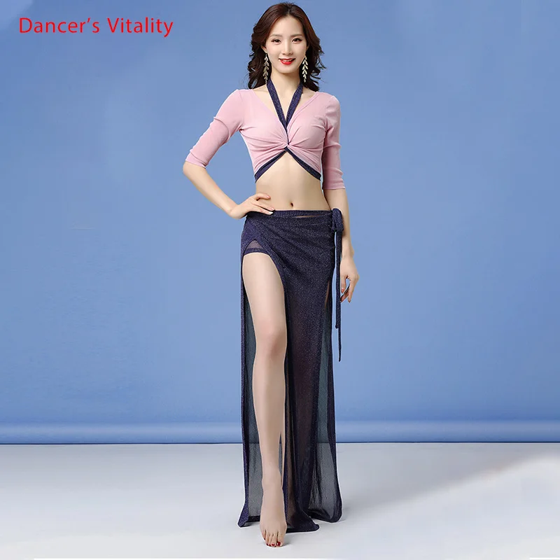 

Belly Dance Suit female High-End Elegant Top Competition Clothes New Sexy Tulle Long Skirt Practice Hip Scarf Set