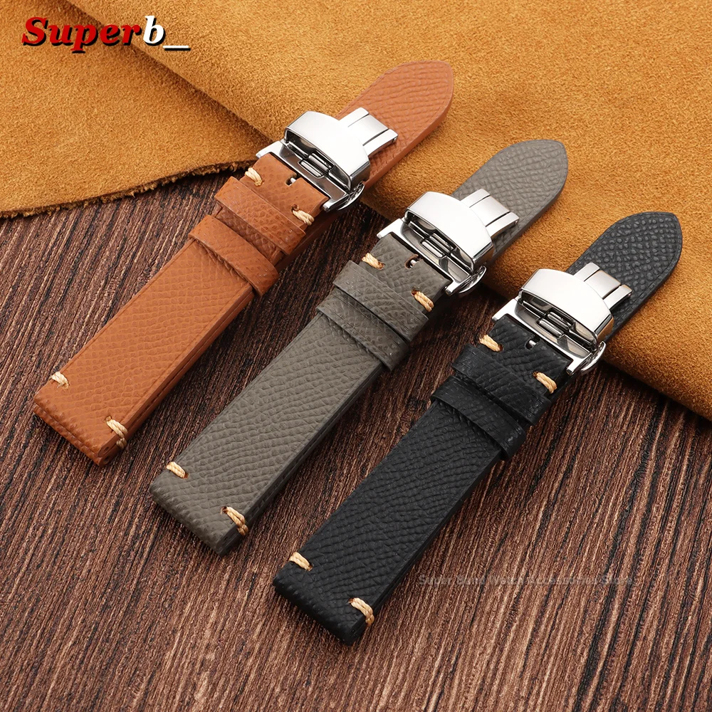 Tali Jam Kulit Sapi Asli Berte - Butterfly Clasp Deployant ulasan dan harga