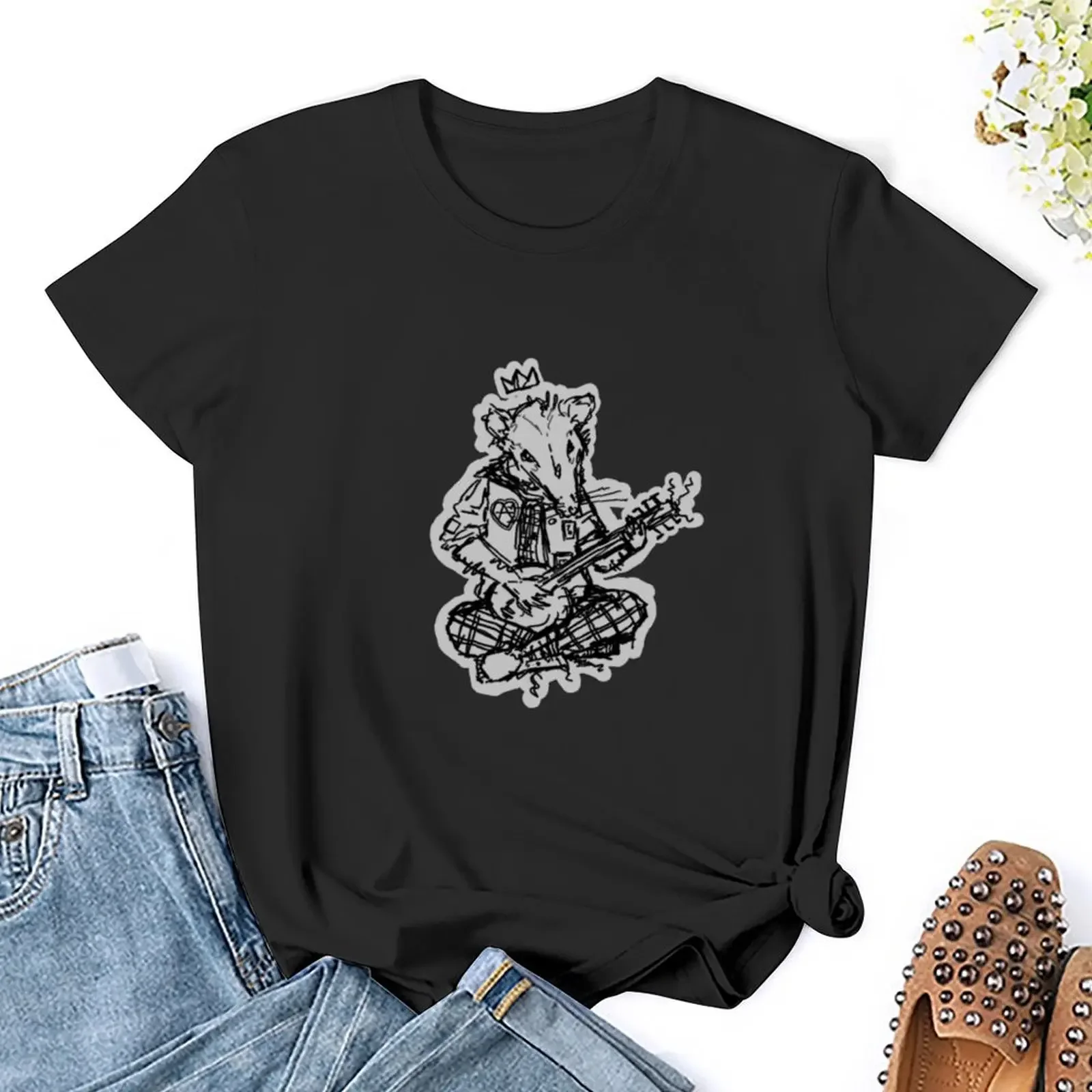 Folk Punk Possum T-Shirt customs cute tops summer tops funny tops for Women