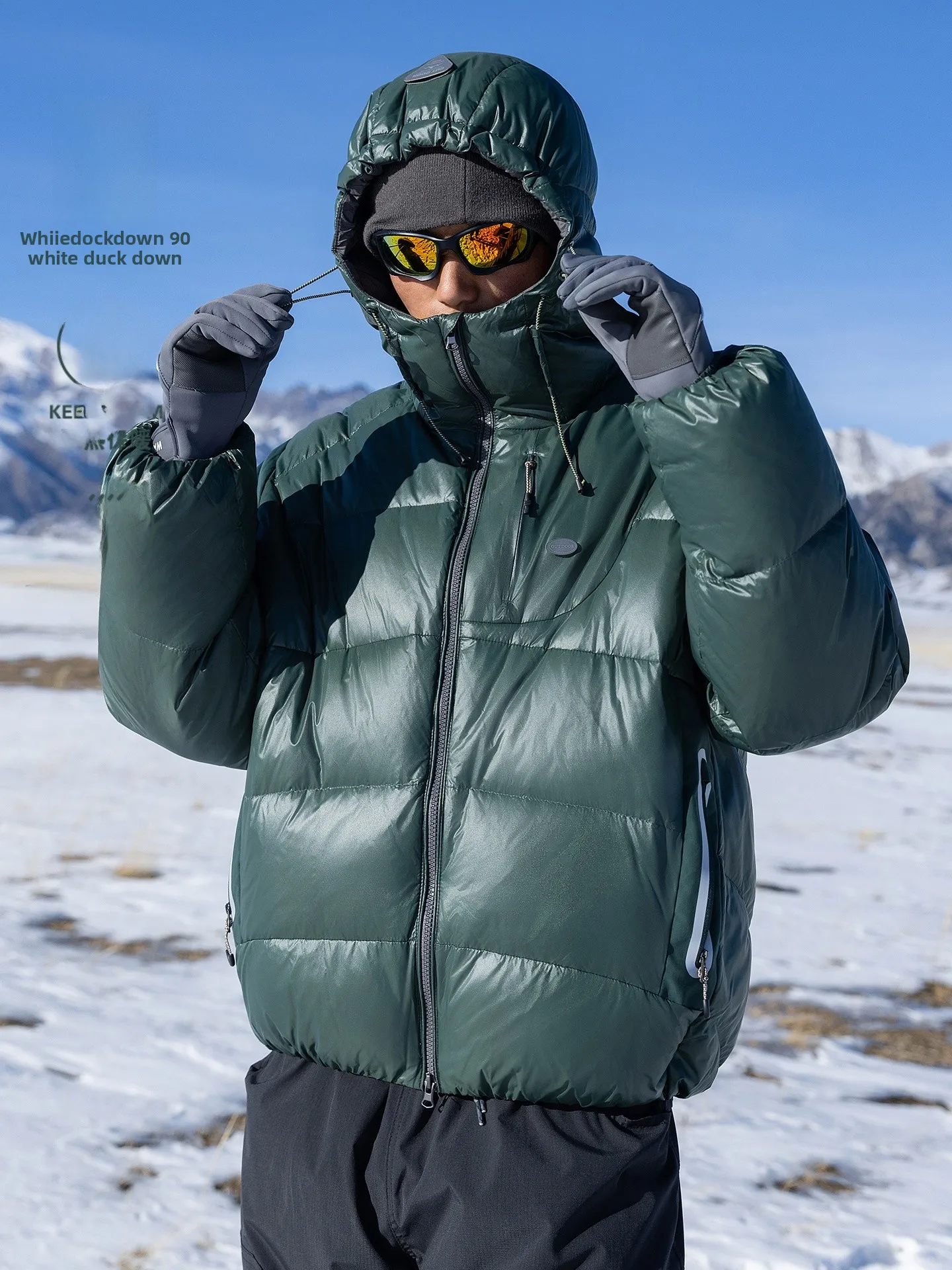 

Outdoor 700FP Du down Puffer Jaet Men's Women's Hooded Warm Bread Sle Snowproof Tee-Proof Ski Jaet Water-Resistant