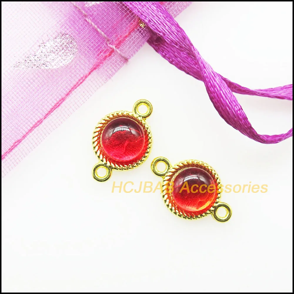 20 New Round Charms Red Glaze Wheel Pendants Connectors 8.5x13mm
