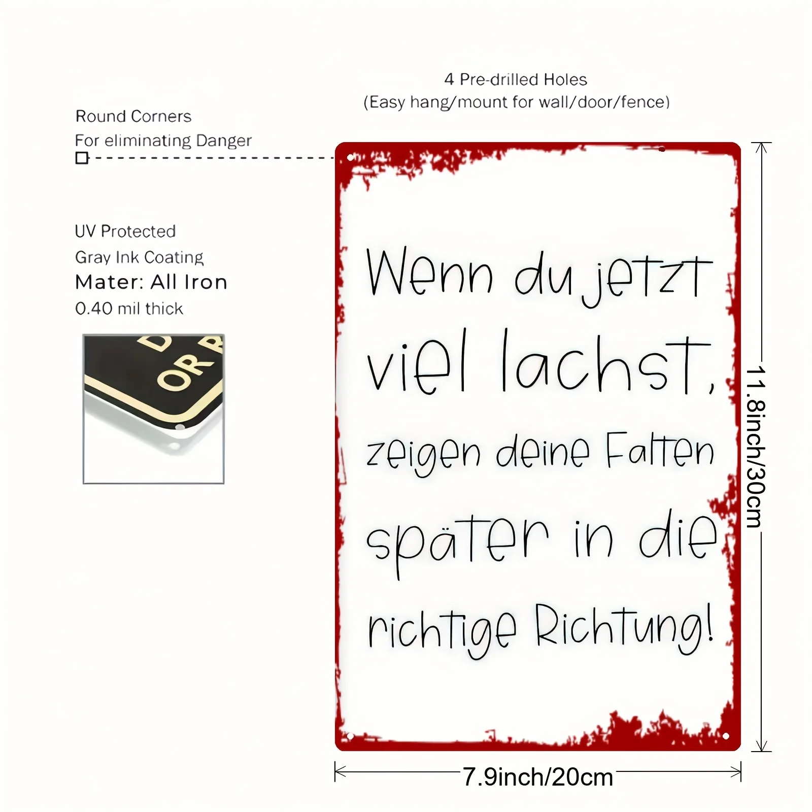 German Phrase Wall Sign with Humorous German Quote 